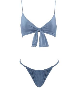 Monica Hansen Beachwear + Start Me Up Suede Top With Detachable Front Bow