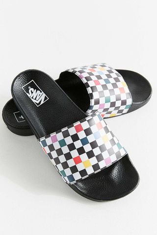 Urban Outfitters x Vans + Party Checkerboard Pool Slides