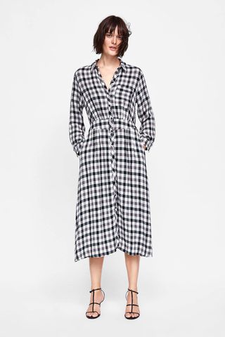 Zara + Checked Shirtdress