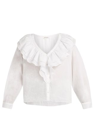 MASSCOB + Herman ruffle-trimmed cotton blouse