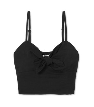 Maje + Cropped Knotted Piqué Top