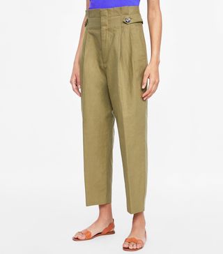 Zara + Buttoned Pants With Belt