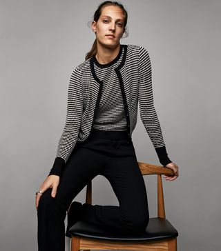 Zara + Buttoned Jacquard Jacket