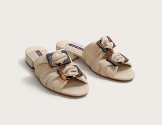 Mango + Brooches Linen-Blend Sandals