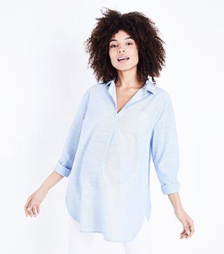 New Look + Maternity Pale Blue Woven Overhead Shirt