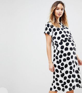 ASOS Maternity + Nursing Dress with Double Layer in Blurred Spot