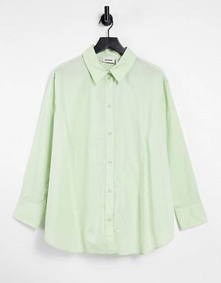 Weekday + Edyn Organic Cotton Poplin Shirt in Green