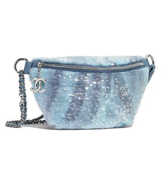 Chanel + Waist Bag in Sequins & Silver-Tone Metal