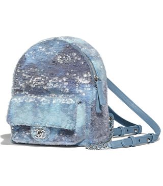 Chanel + Backpack in Sequins & Silver-Tone Metal