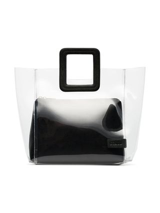 Staud + Clear and Black Shirley PVC and Leather Tote