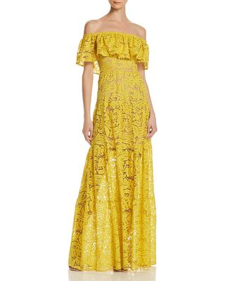 Dress the Population + Reese Off-the-Shoulder Lace Gown