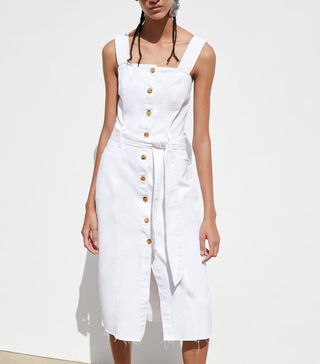 Zara + Authentic Denim Dress With Belt