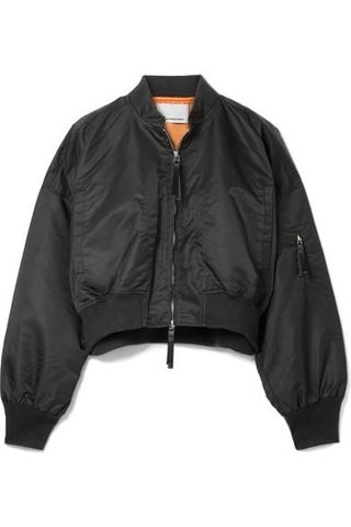 T by Alexander Wang + Cropped Shell Bomber Jacket