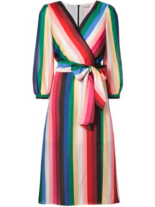 Alice + Olivia + Rainbow Stripe Wrap Dress