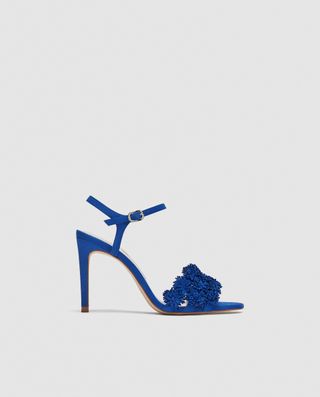 Zara + Floral High Heeled Sandals