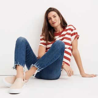 Madewell + 9” High-Rise Skinny Crop Jeans: Destructed-Hem Edition