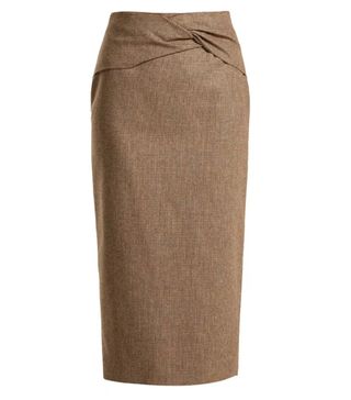 Rochas + Knotted High-Rise Wool-Blend Pencil Skirt