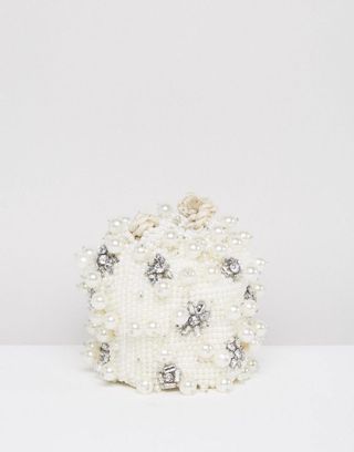 ASOS Bridal + Pearl Embellished Pouch Clutch Bag