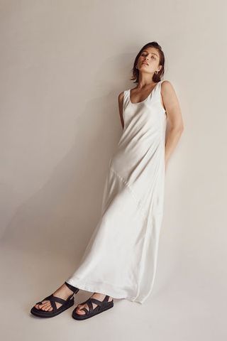 Dissh + Lea Satin White Scoop Maxi Dress
