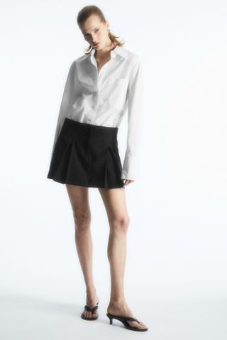 COS + Low-Rise Pleated Wool Mini Skirt