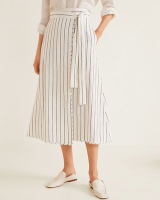 Mango + Striped Wrap Skirt