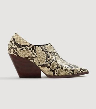 Mango + Snake-Effect Ankle Boots