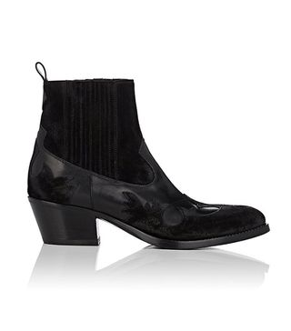 Barneys New York + Leather & Suede Western Ankle Boots