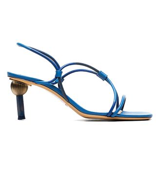 Jacquemus + Blue Olbia Crossover Strap Leather Slingback Sandals