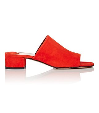 Barneys New York + Square-Toe Suede Mules