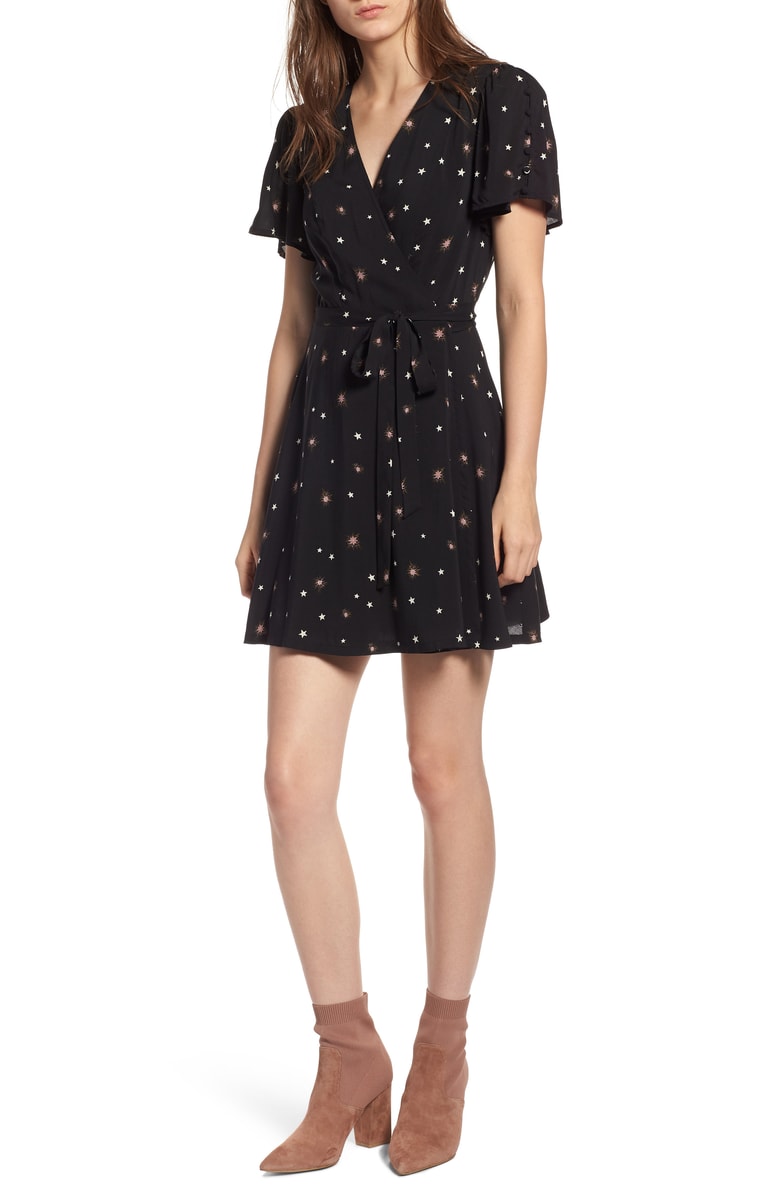 Paige + Corinth Star Print Wrap Dress
