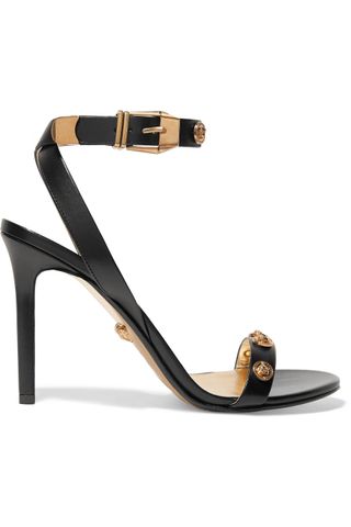 Versace + Embellished Leather Sandals