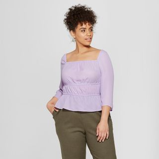 Who What Wear + 3/4 Sleeve Square Neck Top
