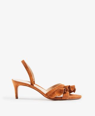 Ann Taylor + Dinah Suede Ruffle Kitten Sandals