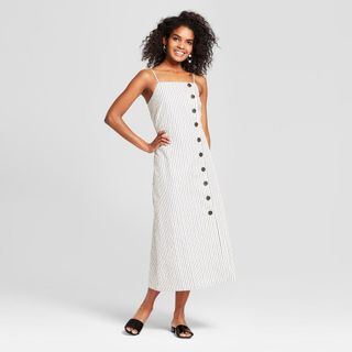 Who What Wear + Sleeveless Button-Down Midi Slip Dress