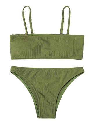 Sweatyrocks + Ribbed Bikini Set With Removable Strap