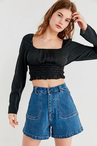 Urban Outfitters + Bouquet Crop Smocked Top
