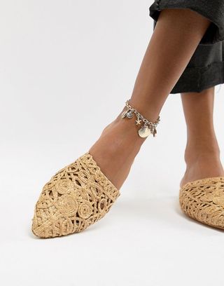 ASOS Design + Anklet With Mixed Shell Details in Gold