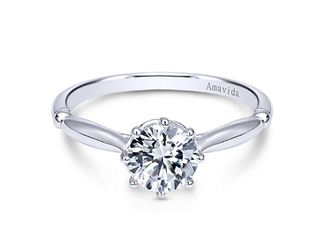 Gabriel NY + 18k White Gold Round Solitaire