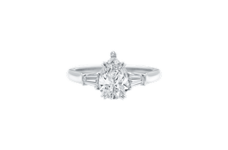 Harry Winston + Classic Winston, Pear-Shaped Engagement Ring With Tapered Baguette Side Stones