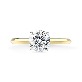 Hugo and Haan + Platinum Yellow Gold GIA Certified Round Brilliant Diamond Solitaire Engagement Ring