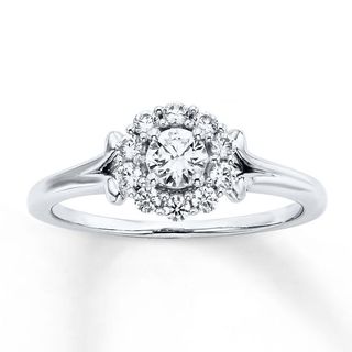 Jared + Diamond Engagement Ring Round-Cut 14K White Gold