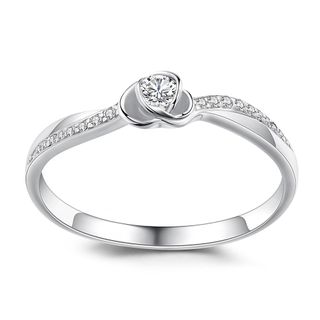 Lajerrio + Heart Design Round Cut 925 Sterling Silver Engagement Ring