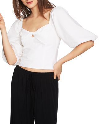 1.State + Puff-Sleeve Cropped Top