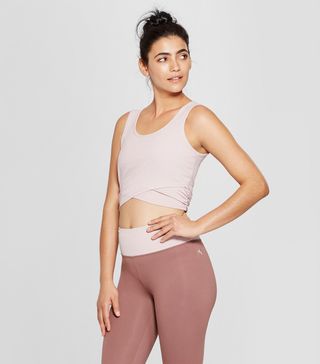 JoyLab + Cropped Ribbed Tank Top With Mesh