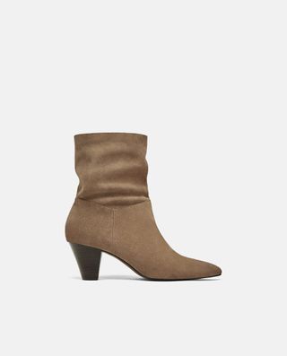 Zara + Leather High Heel Ankle Boot