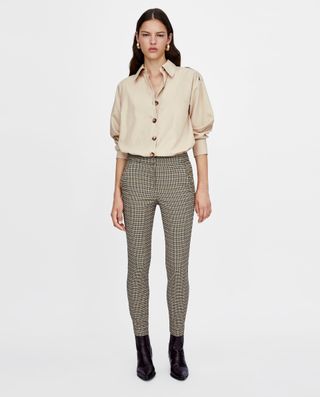 Zara + Checkered Pants With Ruffle