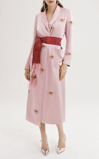 Markarian + Satin Embroidered Coat Dress