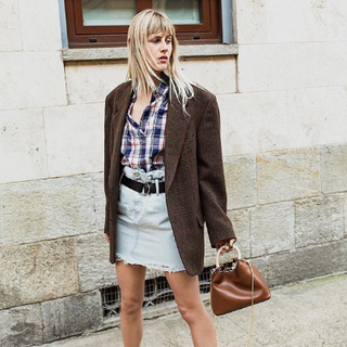 Brown denim clearance skirt outfit