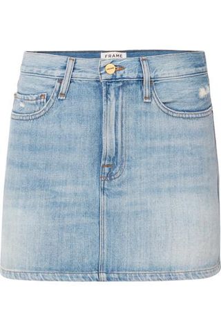 Frame + Le Mini Distressed Denim Skirt