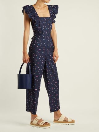 Rebecca Taylor + Farren floral-Print Cotton-Linen jumpsuit